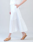 Soft Cotton - Double Tiered Maxi Skirt - White - Limited Sizes