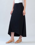 Cascade Drape Hi-Low Maxi Skirt - Black