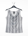 Shimmer Lamé - Cardigan & Cowl Tank Twinset - Silver - Final Sale