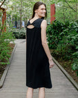 Modal Cotton - Reversible Cut Out Midi Dress - Black - Final Sale!