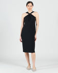 Grecian Halter Midi Sheath Dress - Black - Final Sale!