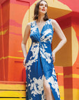 Crushed Silk Knit - Center Slit Maxi Dress - Dreamy Floral - Final Sale!