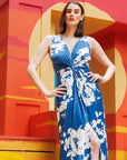 Crushed Silk Knit - Center Slit Maxi Dress - Dreamy Floral - Final Sale!