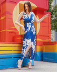 Crushed Silk Knit - Center Slit Maxi Dress - Dreamy Floral - Final Sale!