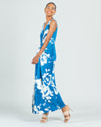 Crushed Silk Knit - Center Slit Maxi Dress - Dreamy Floral