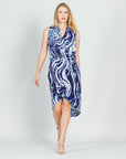 Crepe Knit - Crossover Tulip Hem Dress - Swirl Wave - Final Sale!