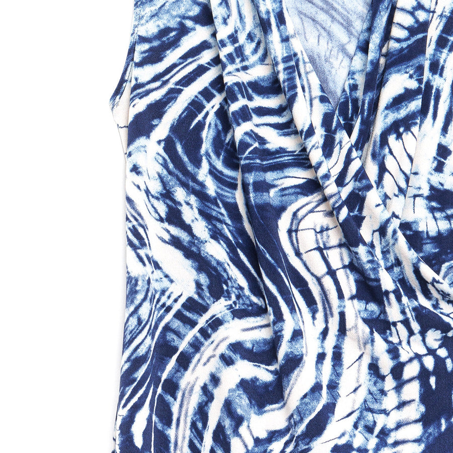 Crepe Knit - Crossover Tulip Hem Dress - Swirl Wave - Final Sale!