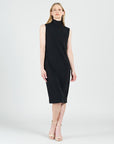 Signature Mock Neck Midi Dress - Black