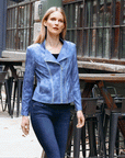 Liquid Leather™ Textured Double Zip Pocket Jacket - Denim - Final Sale!
