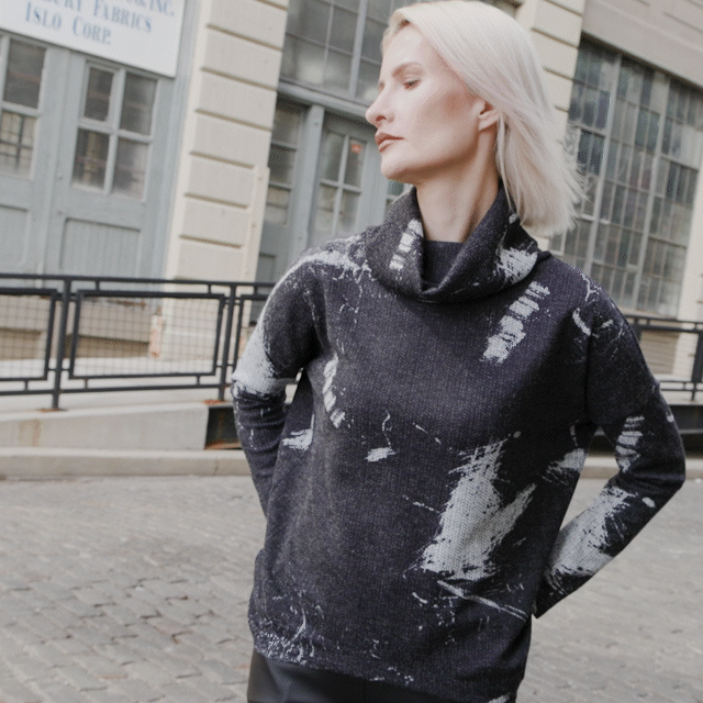 Waffle knit turtleneck sales sweater