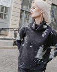 Waffle Knit - Tipped Hem Sweater Top - Stone Splash - Final Sale!
