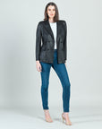 Liquid Leather™ Double Breasted Blazer - Black - Final Sale - Clara Sunwoo