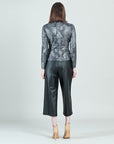 Metallic Liquid Leather™ Textured Biker Jacket - Gunmetal Silver