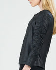 Liquid Leather™ Ruched Detail Jacket - Black - Clara Sunwoo
