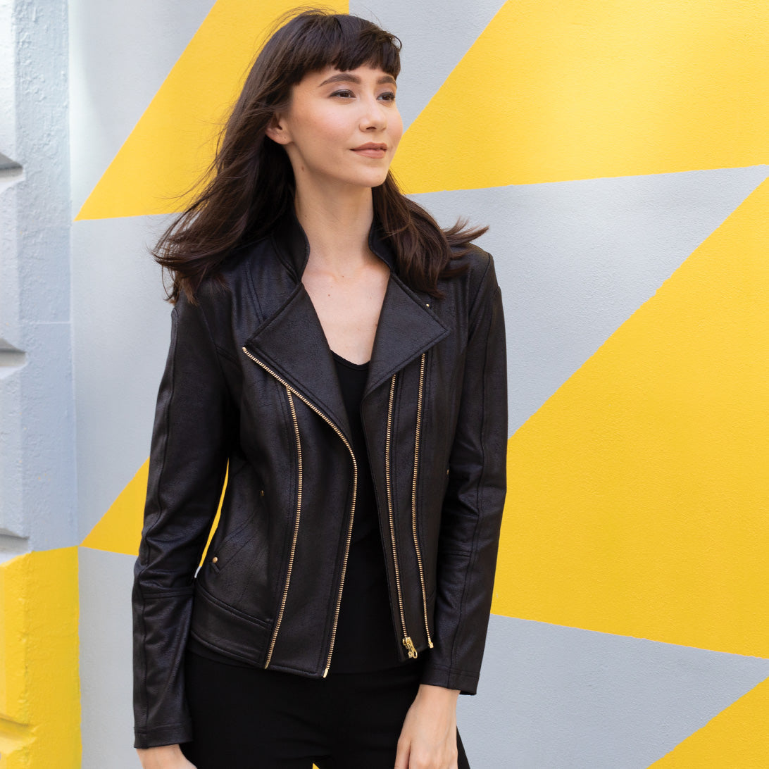 Liquid Leather™ Double Zip Pocket Jacket - Black – Clara Sunwoo