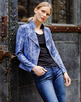 Liquid Leather™ Textured Double Zip Pocket Jacket - Denim - Limited Sizes!