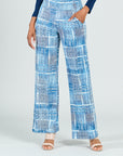 Textured Wide Leg Pocket Pant - Denim Plaid - Final Sale!