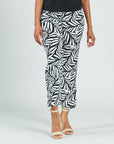 Side Slit Ankle Pant - Leaf Stripe - Final Sale
