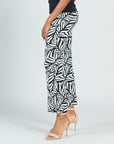 Side Slit Ankle Pant - Leaf Stripe - Final Sale