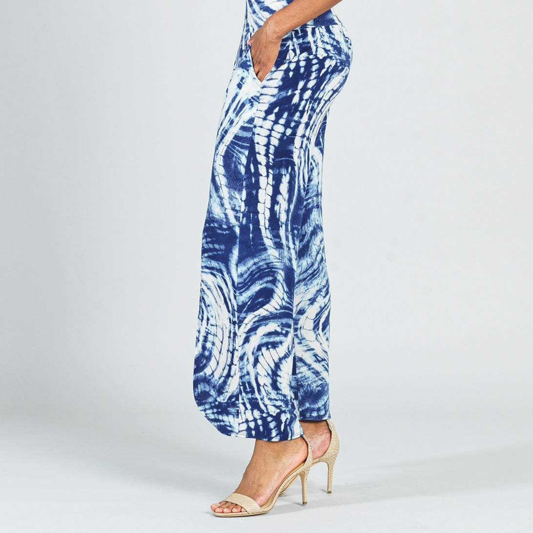 WRINKLED EFFECT ASYMMETRICAL JUMPSUIT - Navy blue