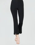 Center Seam Front Slit Ankle Pant - Black