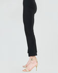 Center Seam Front Slit Ankle Pant - Black