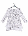 Textured Parachute Hem Tunic - Floral Rain-Grey - Final Sale!
