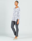 Textured Parachute Hem Tunic - Floral Rain-Grey - Final Sale!