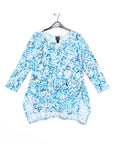 Textured Parachute Hem Tunic - Floral Rain-Turquoise - Final Sale!