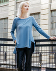 French Terry-Like Knit - Parachute Hem Sweater Tunic - Powder Blue - Final Sale!