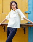 Peach Knit - Tulip Cuff Back Tie Top - Yellow - Final Sale!