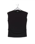 Side Ruched Cap Sleeve Top - Black