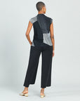 Side Ruched Cap Sleeve Top - Geo Patch - Final Sale