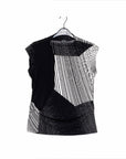 Side Ruched Cap Sleeve Top - Geo Patch - Final Sale