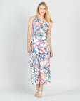 Butter Knit - Ribbon One Shoulder Ruffle Neckline Top - Water Floral - Final Sale!