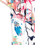 Butter Knit - Ribbon One Shoulder Ruffle Neckline Top - Water Floral - Final Sale!