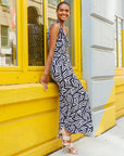 Ribbon One Shoulder Ruffle Neckline Top - Leaf Stripe - Final Sale!