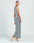 Ribbon One Shoulder Ruffle Neckline Top - Leaf Stripe - Final Sale!