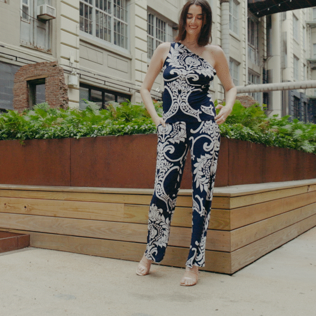 Navy one shoulder discount top