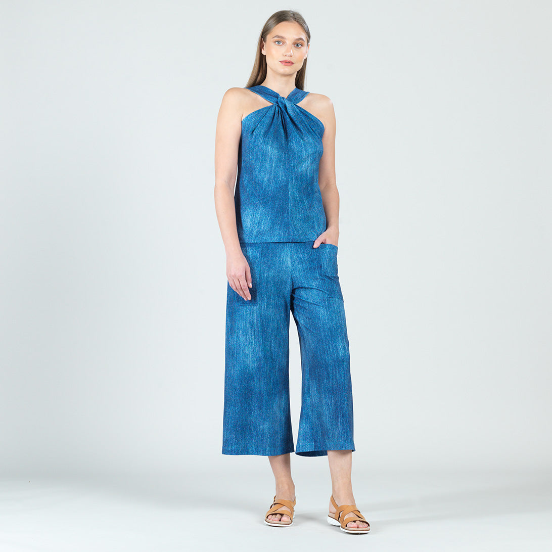 Grecian Halter Top - Denim Print - Final Sale! – Clara Sunwoo