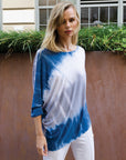 Ombre Print Half & Half Sleeve Top - Blue/White - Final Sale!