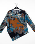 Lightweight Cozy - Half & Half Sleeve Sweater Top - Paisley - Final Sale!