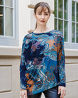 Lightweight Cozy - Half & Half Sleeve Sweater Top - Paisley - Final Sale!