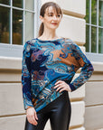 Lightweight Cozy - Half & Half Sleeve Sweater Top - Paisley - Final Sale!