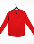 Boat Neck Side Ruched Top - Red - Final Sale