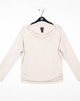 French Terry-Like Knit - Boat Neck Side Ruched Sweater Top - Bone - Final Sale!