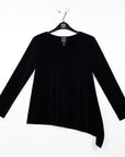 V-Neck Side Flow Top - Black - Final Sale