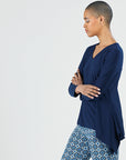 V-Neck Side Flow Top - Navy - Final Sale!