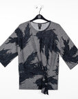 Lightweight Cozy - Side Tie Sweater Top - Feather Print - Final Sale!