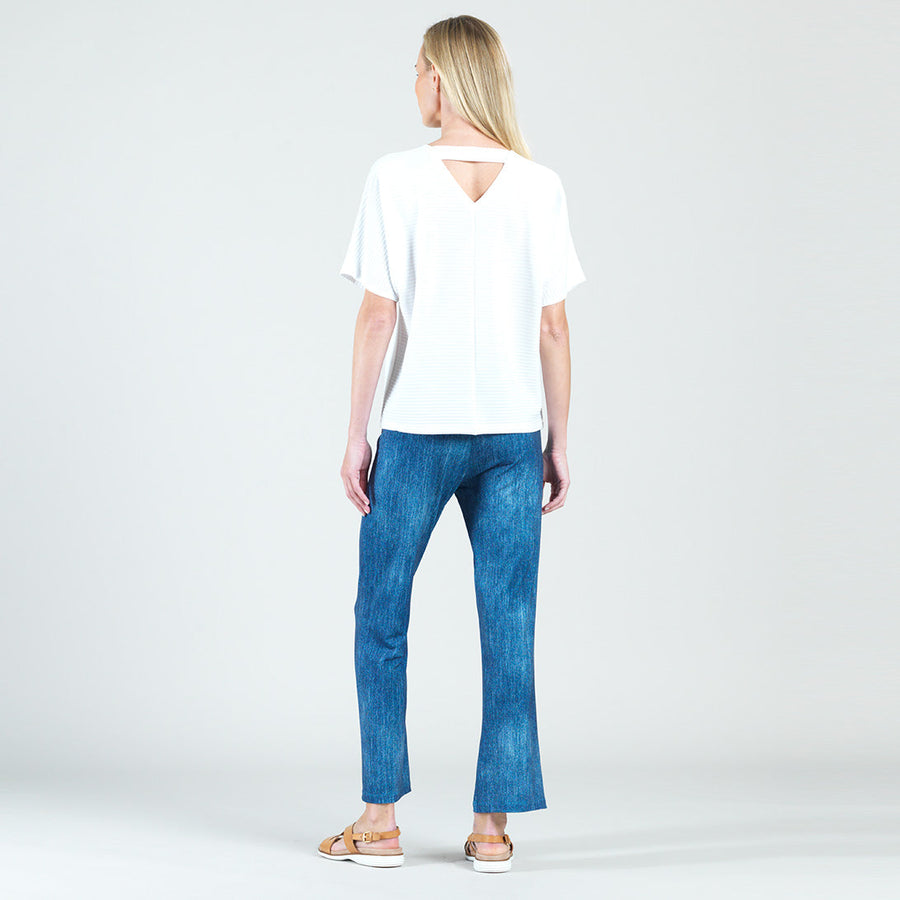 Ribbed Peach Knit - Back Cut Out Top - White - Final Sale!